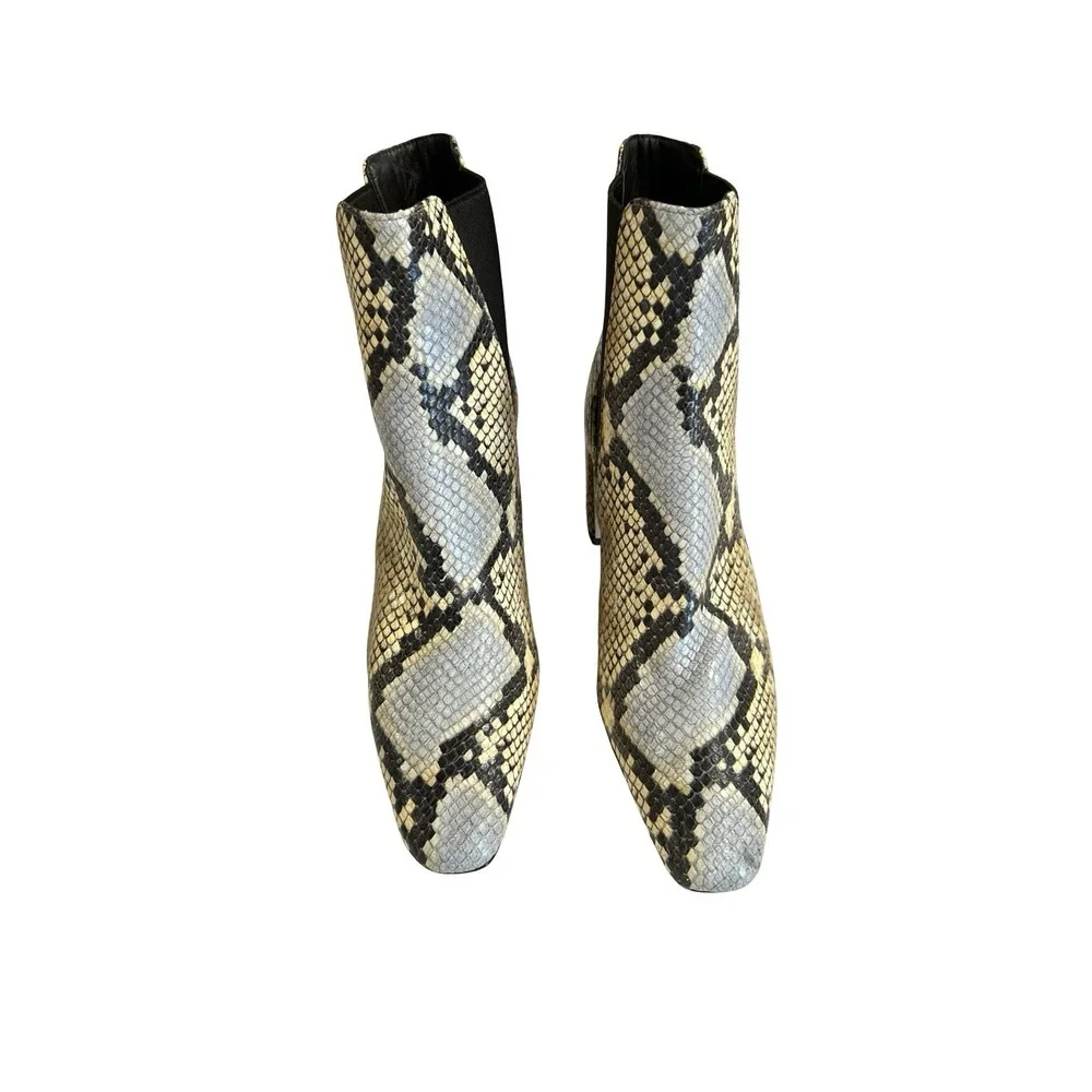 NEW TORY BURCH BANANA EMBOSSED‎ SNAKESKIN LEATHER CHELSEA ANKLE BOOTIE BOOTS 5.5